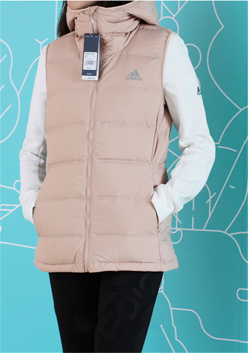 adidas阿迪达斯2018冬季新款女子背心运动休闲保暖连帽羽绒马甲外套