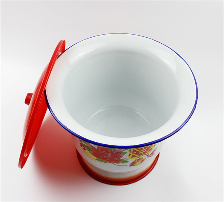 大容量带提手搪瓷高脚痰盂成人儿童通用