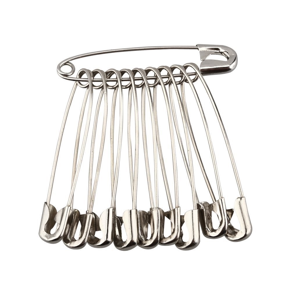 [送皮尺]不锈钢50枚大号小号保安全别针宝宝安全回形针扣老式简约扣针