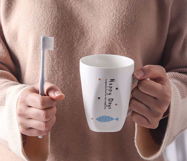 haoyangdao漱口杯 陶瓷可爱情侣一对刷牙杯子 洗漱杯套装牙缸杯卫生间