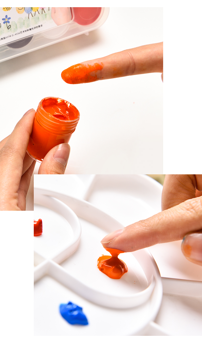 得力deli12色手指画颜料安全可水洗60ml大号幼儿儿童宝宝涂鸦套装手印