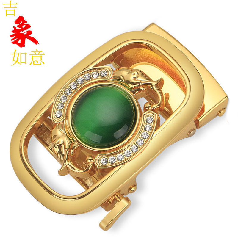 吉象如意玉石皮带扣头男士镶嵌玛瑙宝石自动扣35cm宽吉祥如意和田玉