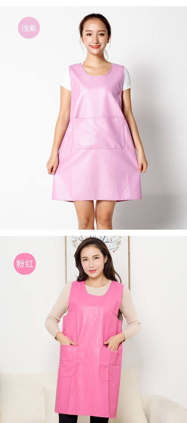 haoyangdao背心式皮围裙软皮家用大人防水防油厨房做饭反穿罩衣工作服