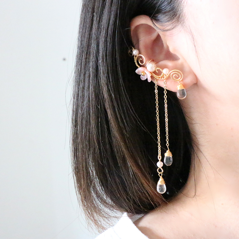 浅浅の手作原创手作唯美汉服古风精灵耳饰耳骨夹夸张耳饰无耳洞 jimi