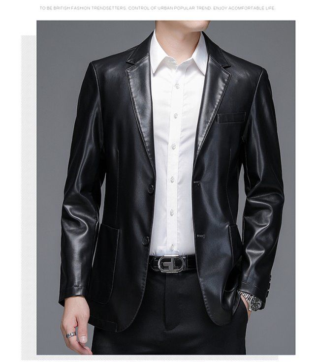 绵羊皮皮衣男真皮外套皮西装海宁软皮夹克春秋季中年男装潮皮西服