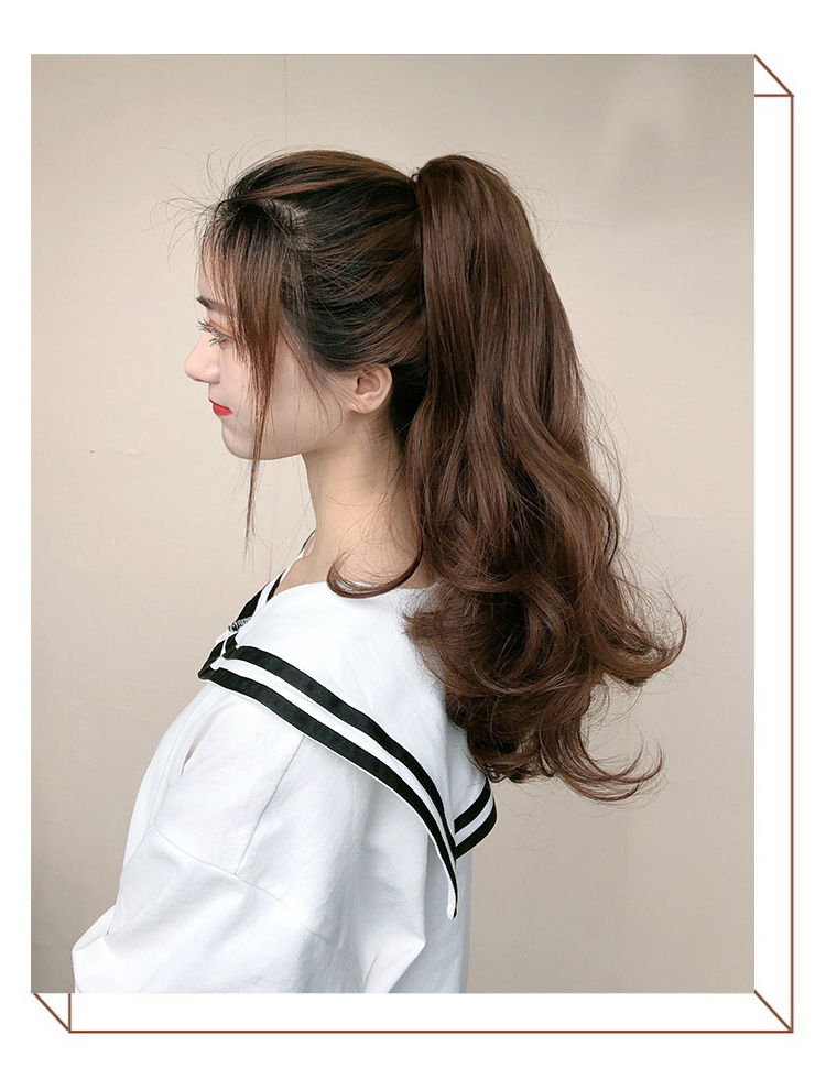 《假发女长卷发大波浪绑带式辫子长直发隐形无痕蓬松自然仿真假马尾