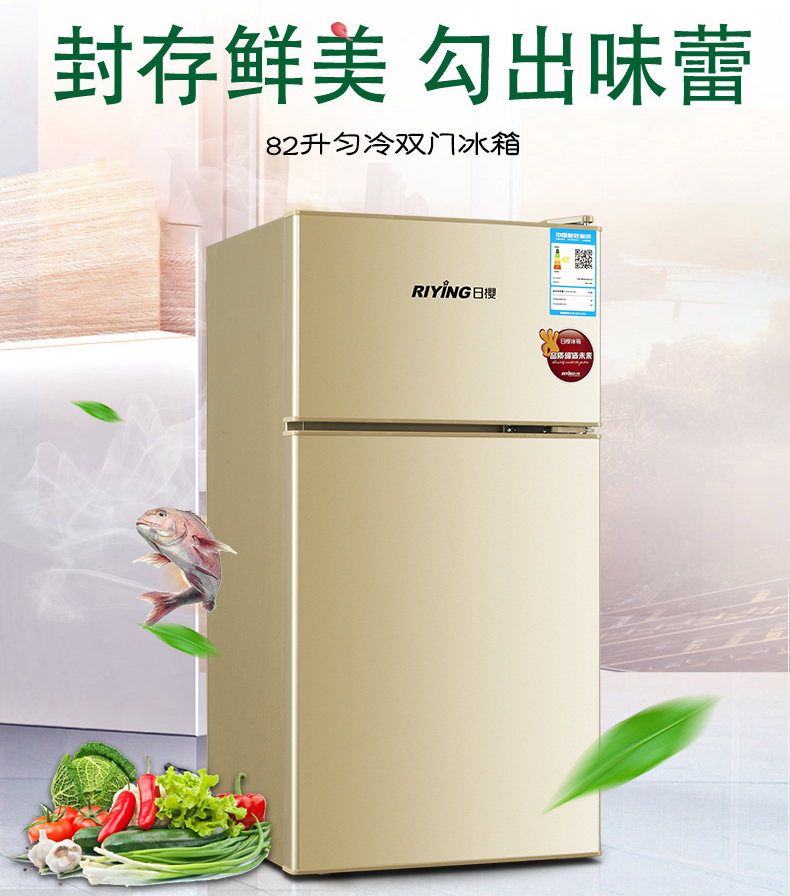 日樱riying82升双门冰箱小型家用电冰箱直冷冷藏冷冻迷你宿舍租房节能