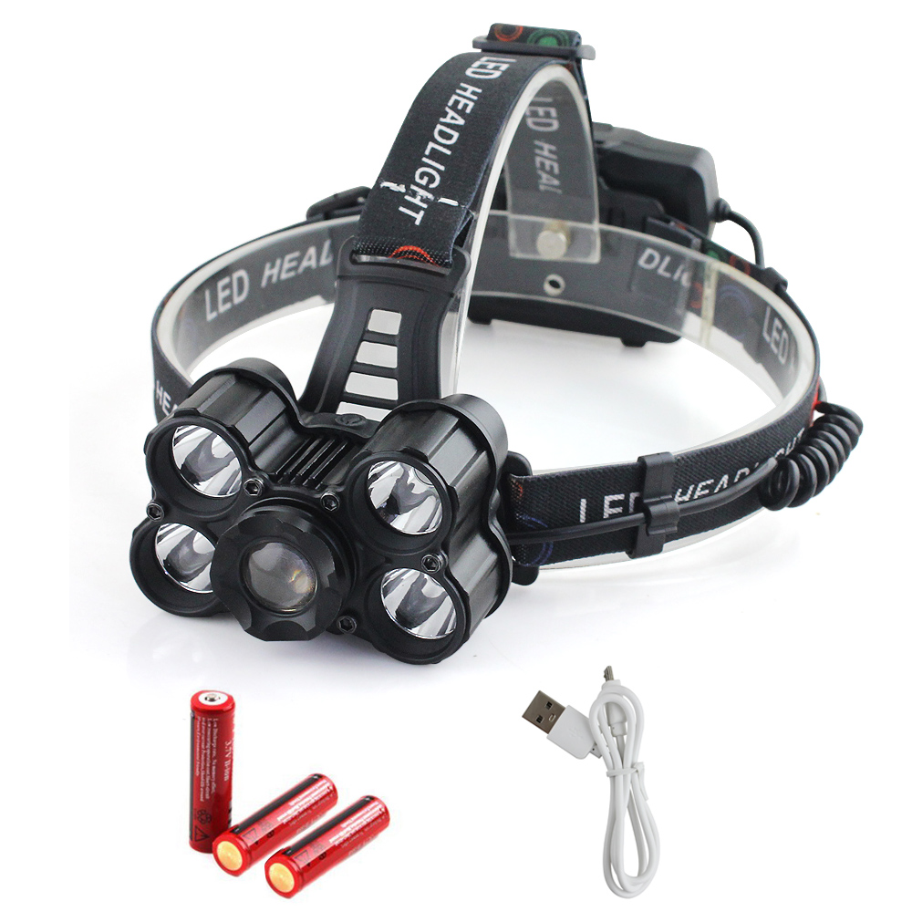 led头灯强光充电手电筒远射3000米钓鱼灯探照灯超亮夜钓矿灯感应