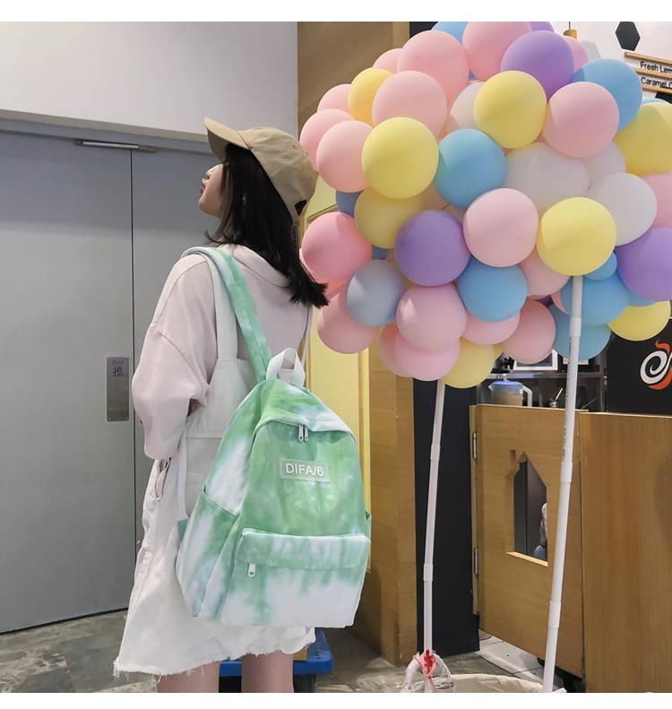 ins风书包女韩版高中大学生古着感泫雅校园背包网红渐变色双肩包