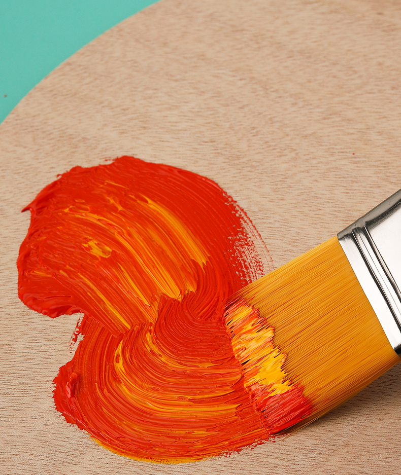 长杆硬毛画笔板刷水粉笔水彩颜料油画打底排刷子猪鬃4号单支