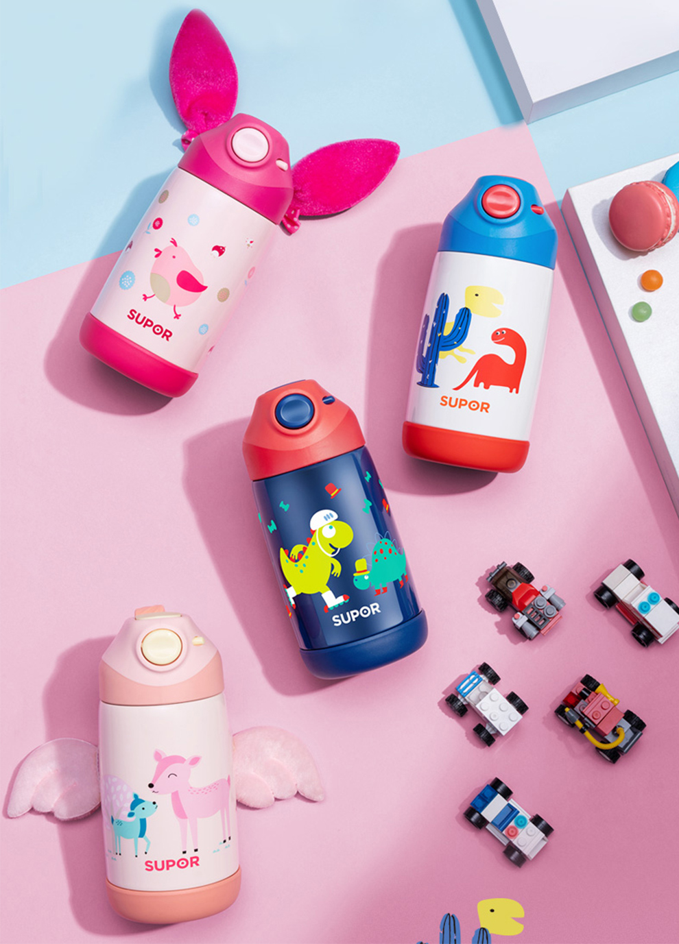 苏泊尔(supor)wow儿童保温杯吸管杯316l不锈钢水杯学生水壶杯子370ml