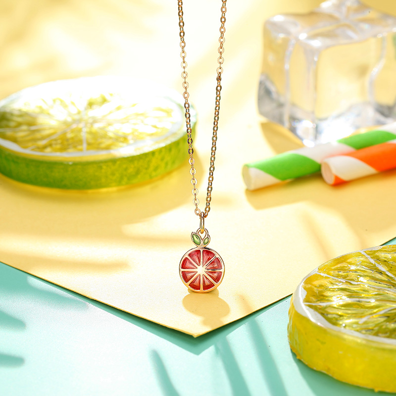 潮宏基 柚稚橙熟 18k金吊坠不含项链彩金项坠水果串珠西柚橙子女 fq