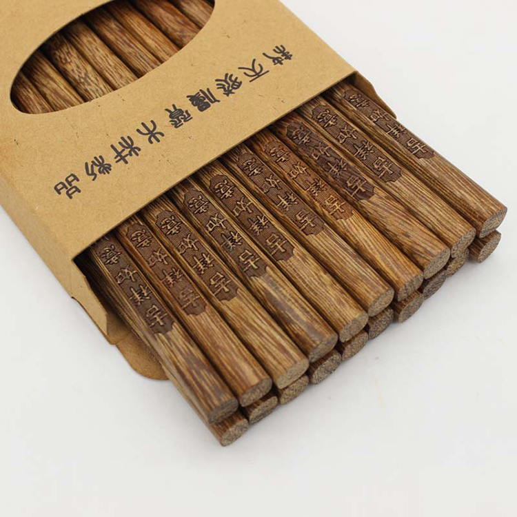 鸡翅木雕刻筷子实木筷家用无漆无蜡家庭用筷十双礼盒装25cm长-10双装