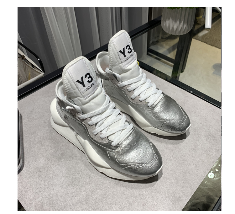 dilikan男鞋y3同款老爹鞋y3gzclsw老爹鞋金色运动女鞋透气银色亮面网