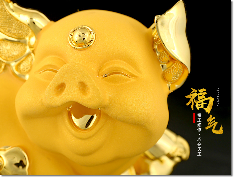 金猪摆件招财财猪吉祥物新年开红工艺礼品家居客厅酒柜装饰品