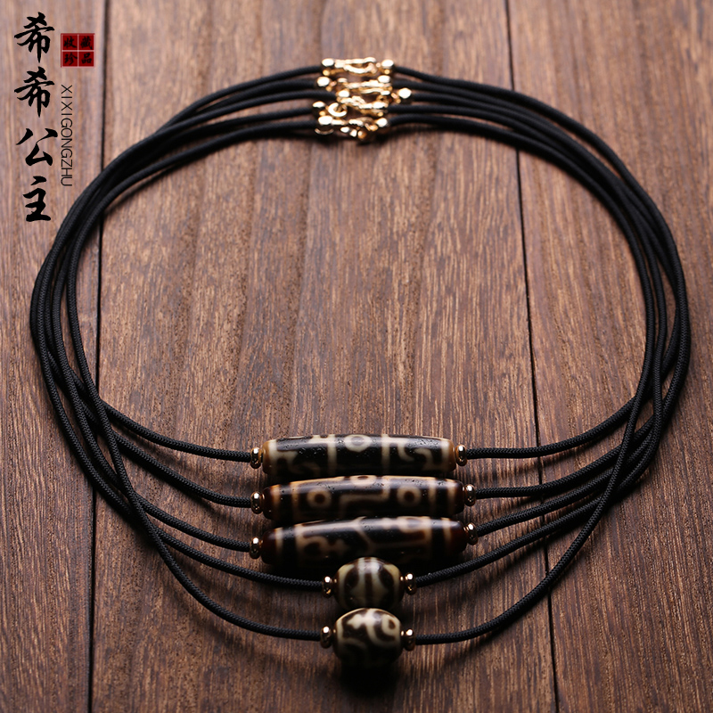 《天珠挂绳横穿竖穿挂脖锁骨项链绳子手工编织男女西藏饰品玉吊坠绳