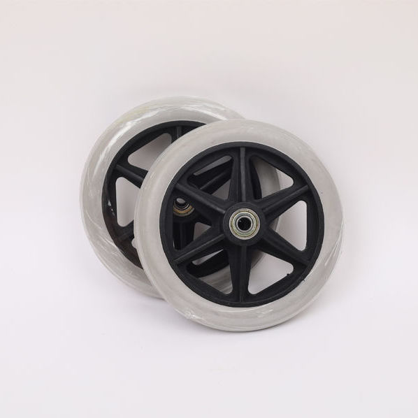 轮椅小轮6寸万向轮椅轱辘带轴承实心轮子轮椅前轮带单个价深灰色
