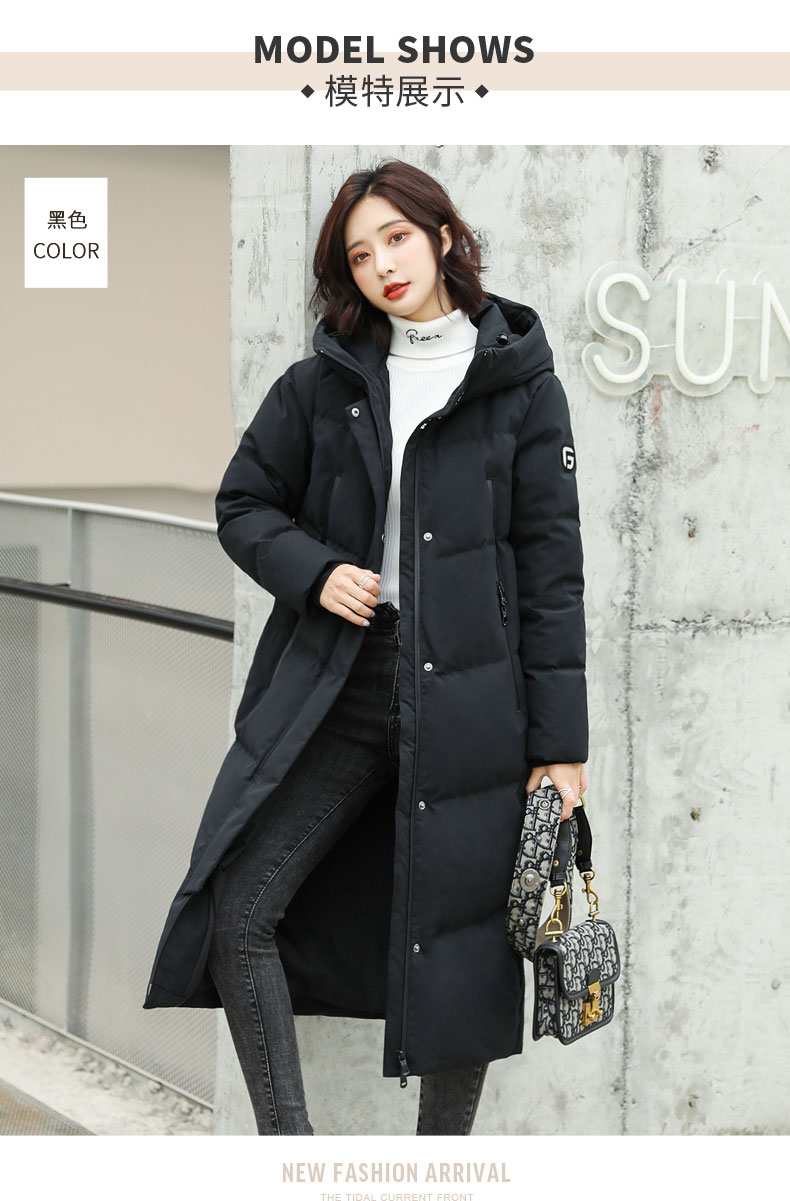 高梵大牌长款羽绒服女冬中长款2020年新款长过膝品牌加厚黑色外套