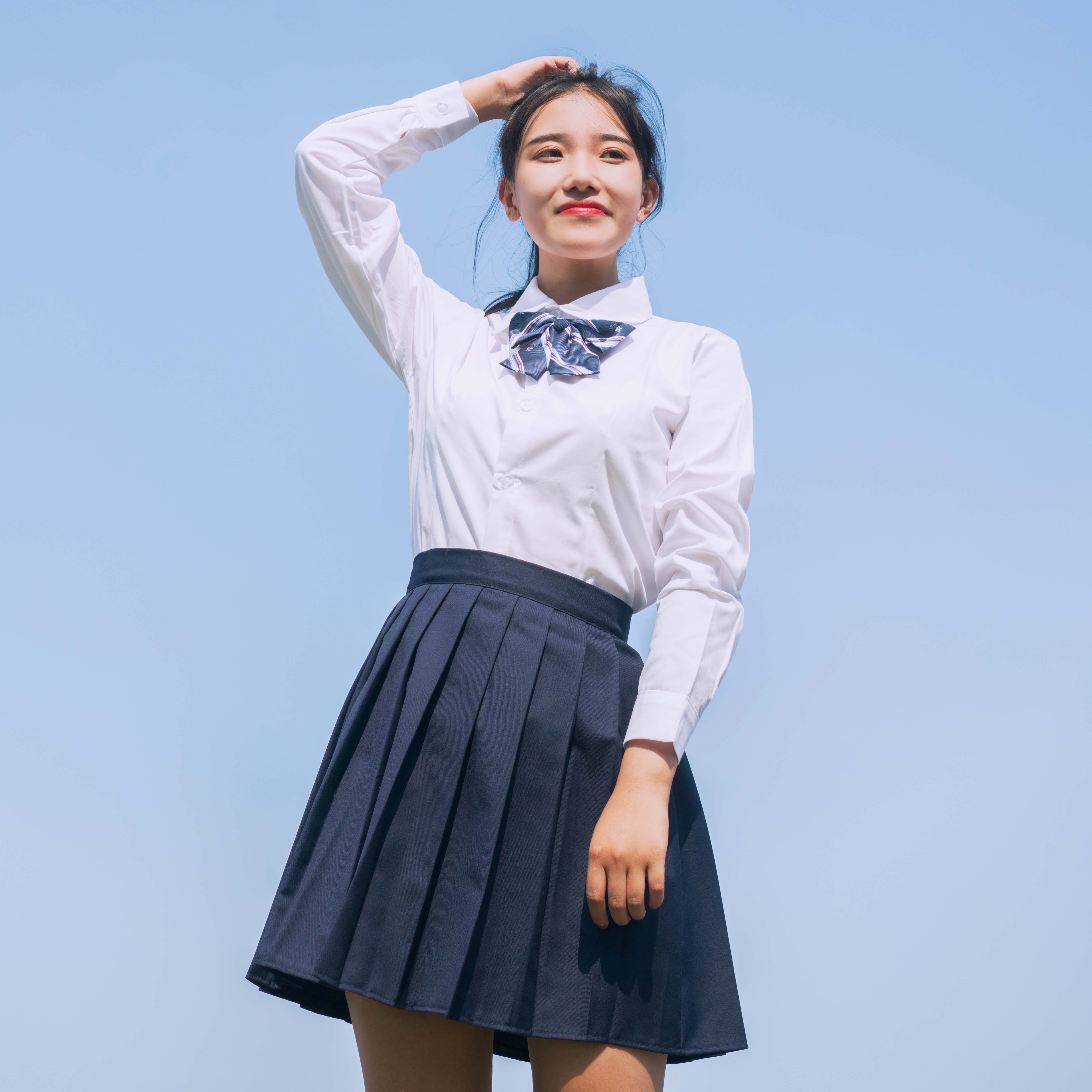 jk制服女学院风韩版女夏季白衬衫百褶裙高中生校服运动会班服套装 女
