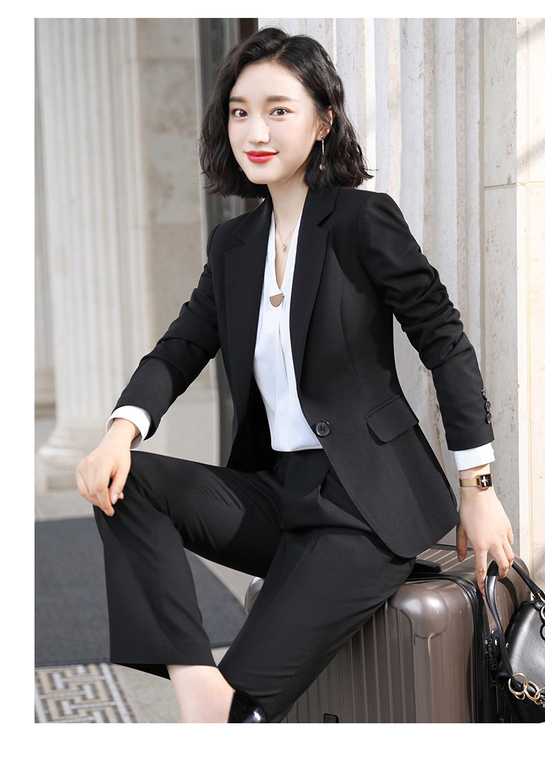 职业西装ol套装女时尚气质韩版黑色长袖商务正装西服2019新款秋冬季