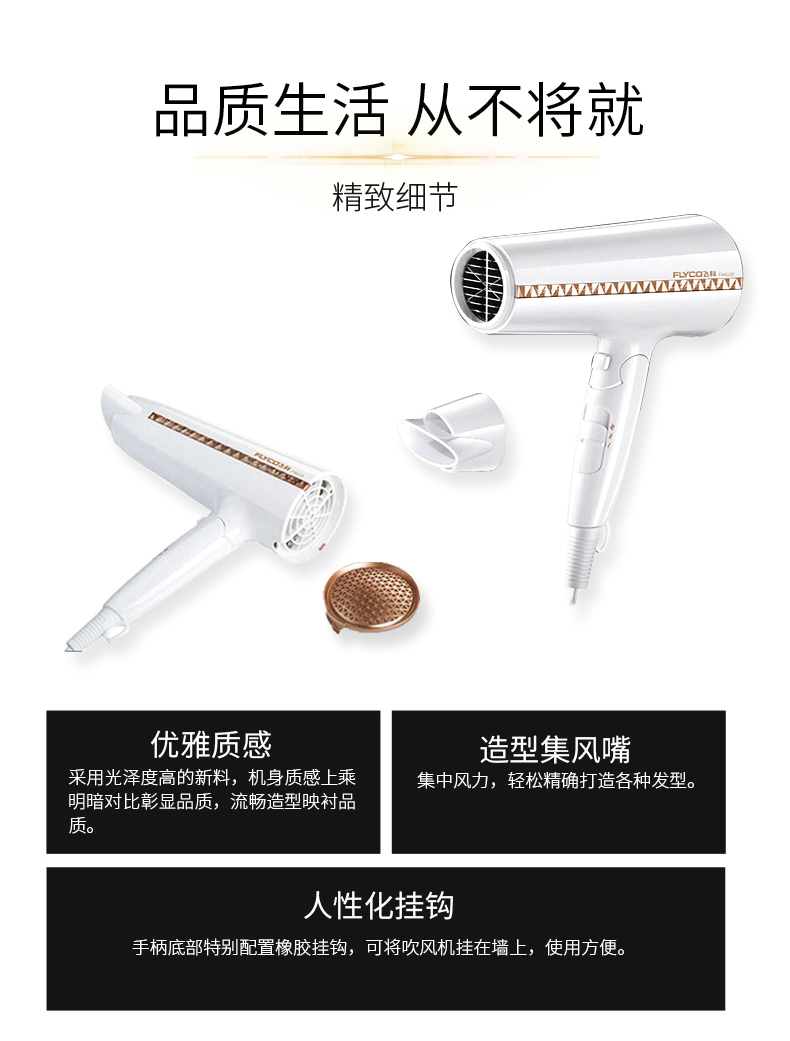 飛科(flyco)電吹風fh6228 電吹風fh6228家用負離子2000w大功率冷熱風