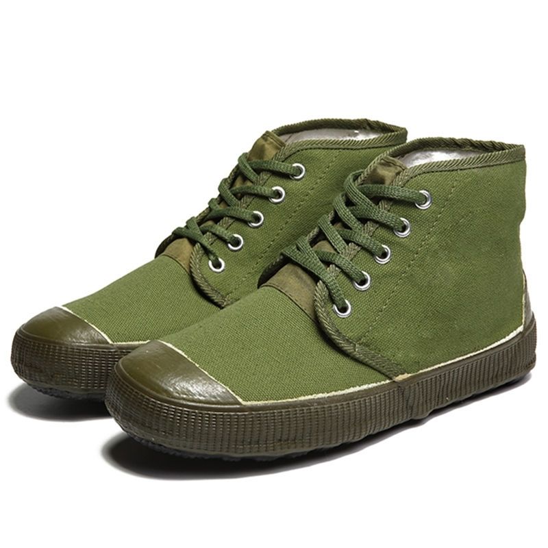 军绿色低平解放34解放鞋男农田鞋高帮帆布胶鞋橡胶底劳保鞋黄球鞋耐磨