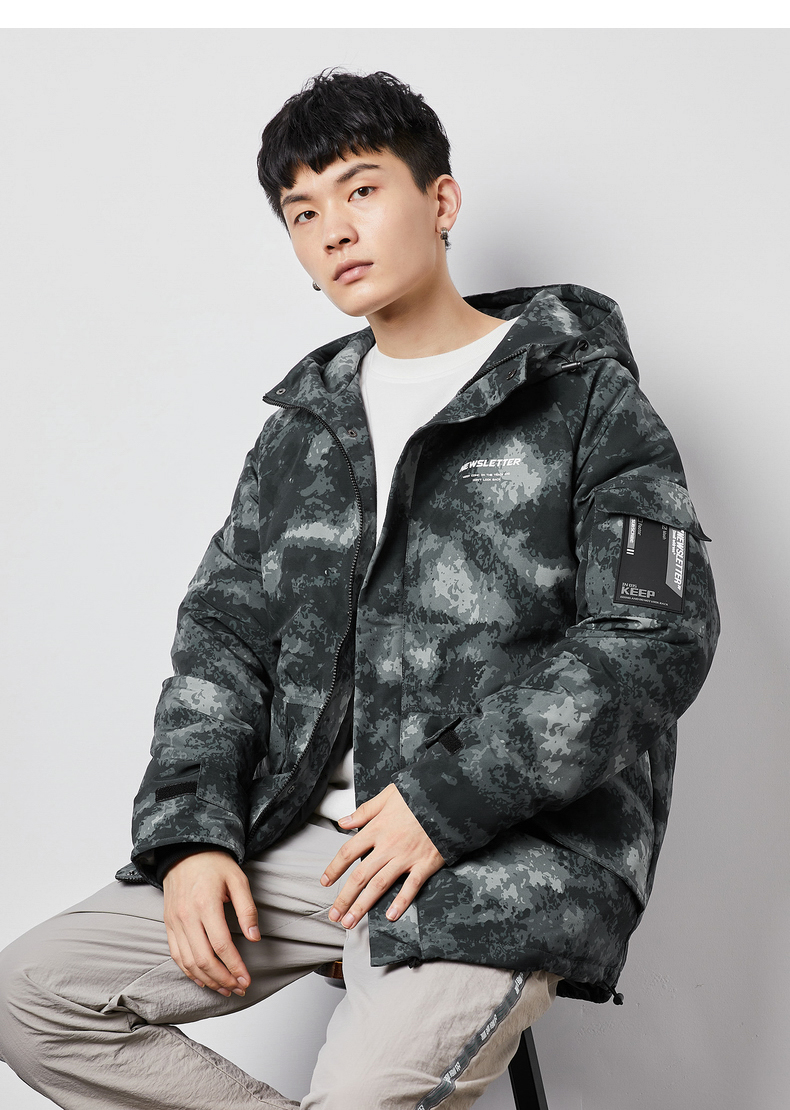 唐狮2020冬新款迷彩羽绒服男时尚连帽迷彩保暖宽松百搭潮流冬装