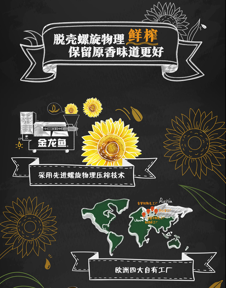 金龙鱼阳光鲜榨原香葵花仁油5L