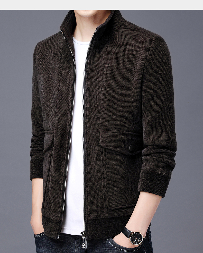 恒源祥男士夹克 恒源祥毛呢夹克男立领休闲厚款保暖羊毛大衣秋冬新款