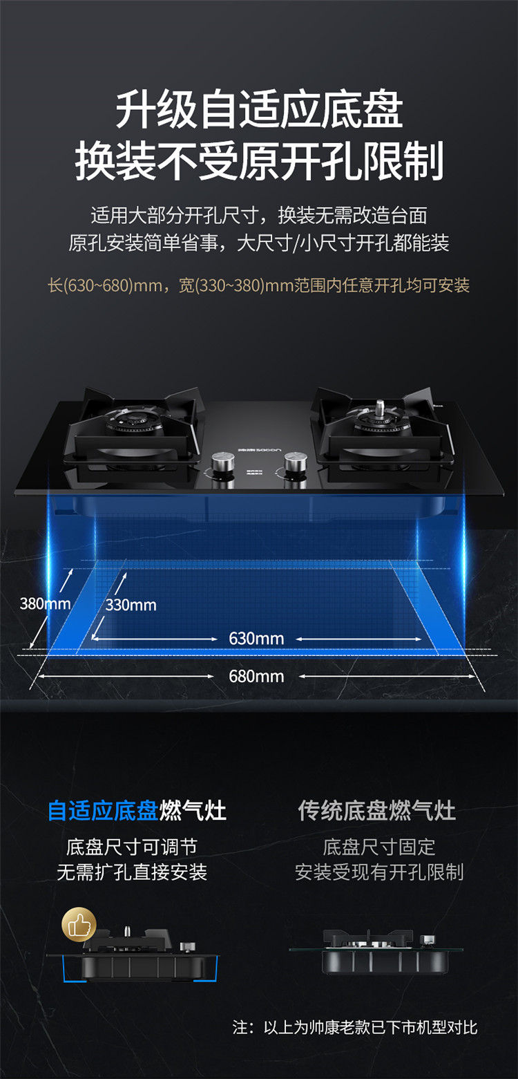 帅康sacon燃气灶嵌入式双眼灶炉灶台嵌两用钢化玻璃e8t01f家用防干烧