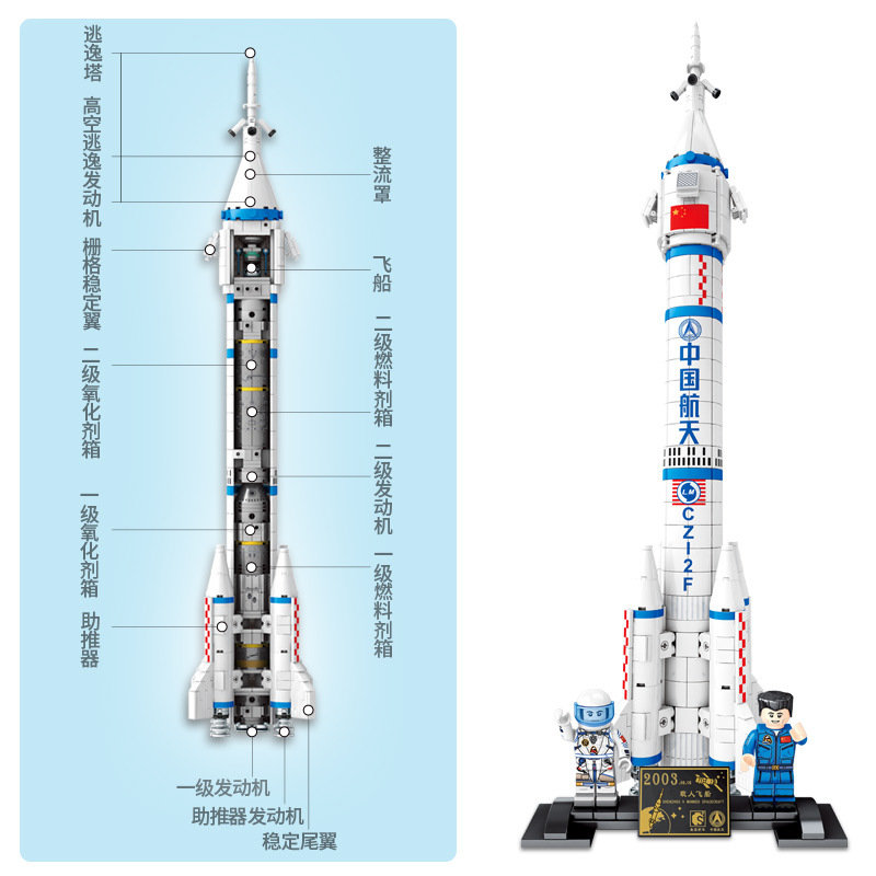 森宝202055积木兼容乐高月球探测器出舱载人飞船长征一号歼