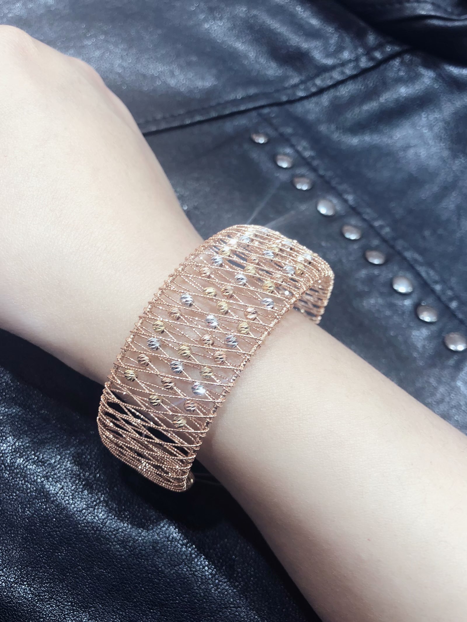 重工18k彩金拔丝工艺手镯