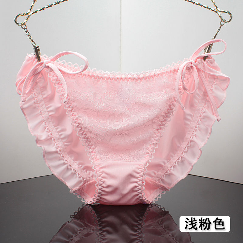 波迷娜bomina日内裤女蕾丝绑带式蝴蝶结少女性感牛奶丝可爱三角裤大码
