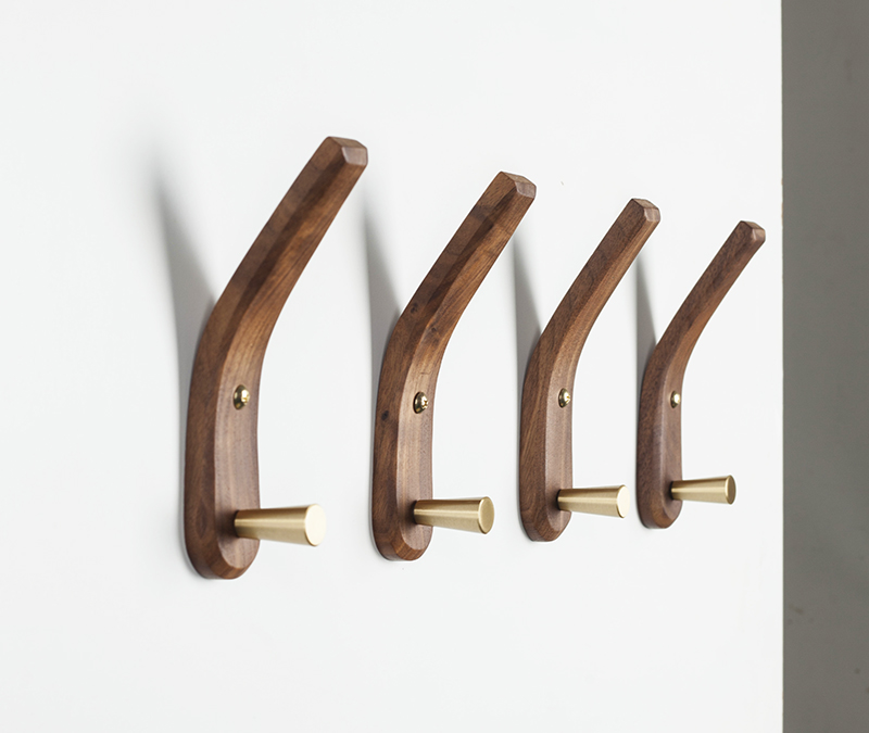三维工匠实木衣服挂钩进门玄关墙上挂衣钩壁挂墙壁创意北欧黄铜单钩挂