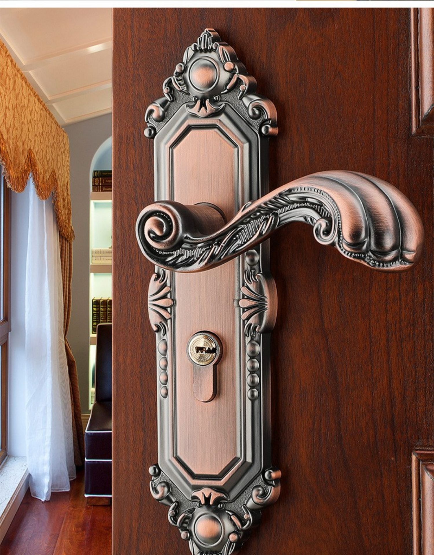 汐岩欧式锁室内房锁家用卧室实木锁磁吸通用型双舌房间锁