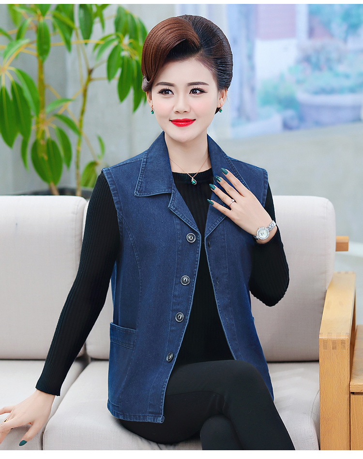 雨裕阁妈妈装牛仔马甲中老年女装背心外