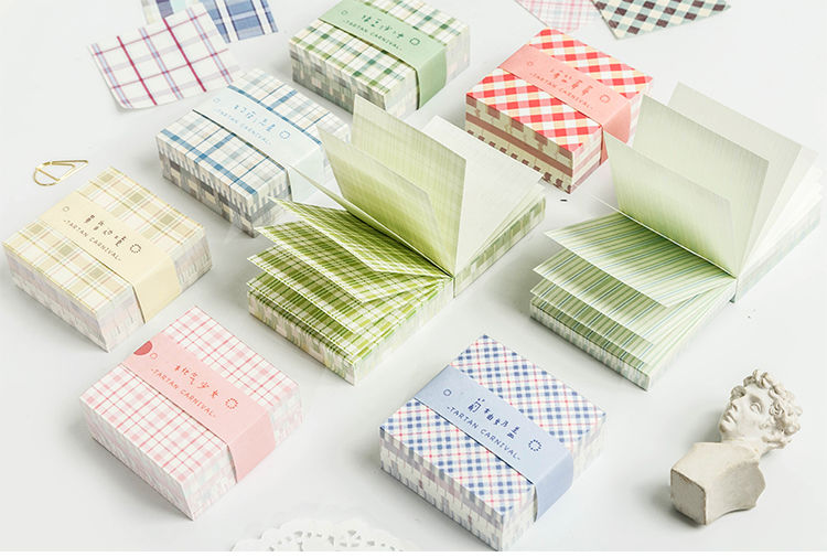 格子便签纸jk便签ins可爱无粘性手帐便签纸可撕打卡便签本小本子| 手