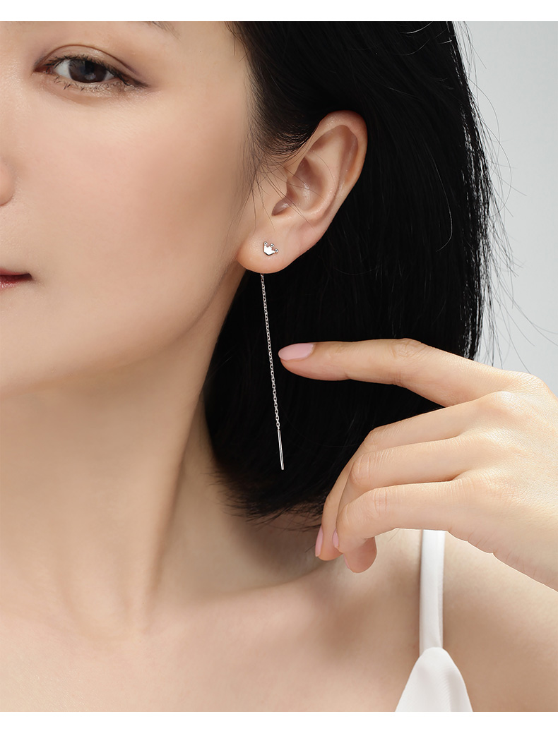 明牌珠宝铂金耳线pt950铂金单只几何简约时尚个性耳线bfh0042