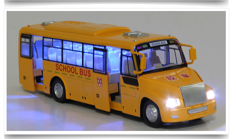 彩珀大校车宇通校巴可开合金回力汽车模型儿童校巴玩具仿真模型