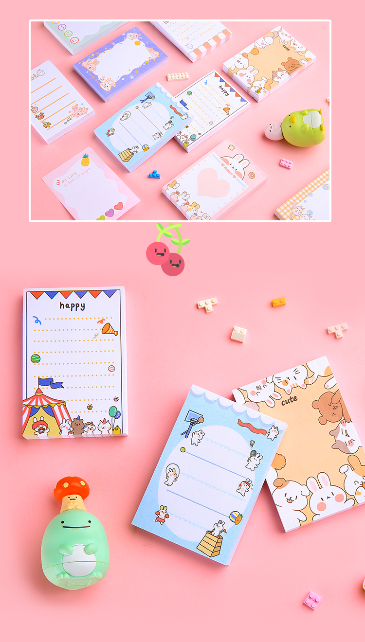 卡通可爱便利贴韩国ins少女心学生用自粘性强便签小本子标记n次贴