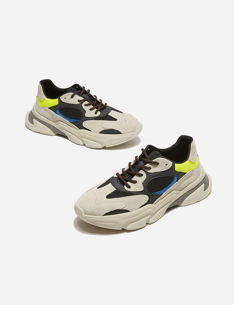 热风潮流时尚男士系带休闲鞋中跟厚底老爹鞋h42m9323