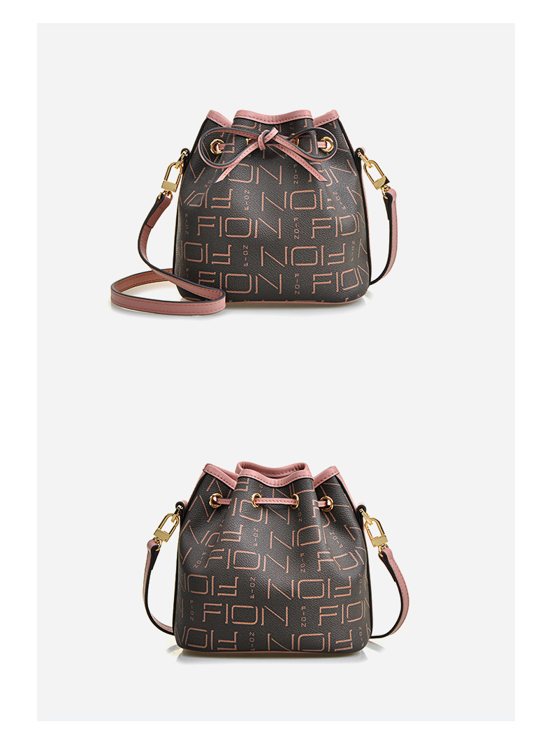 fion菲安妮水桶包女新款潮粉红色包包欧美ins风斜挎包单肩包