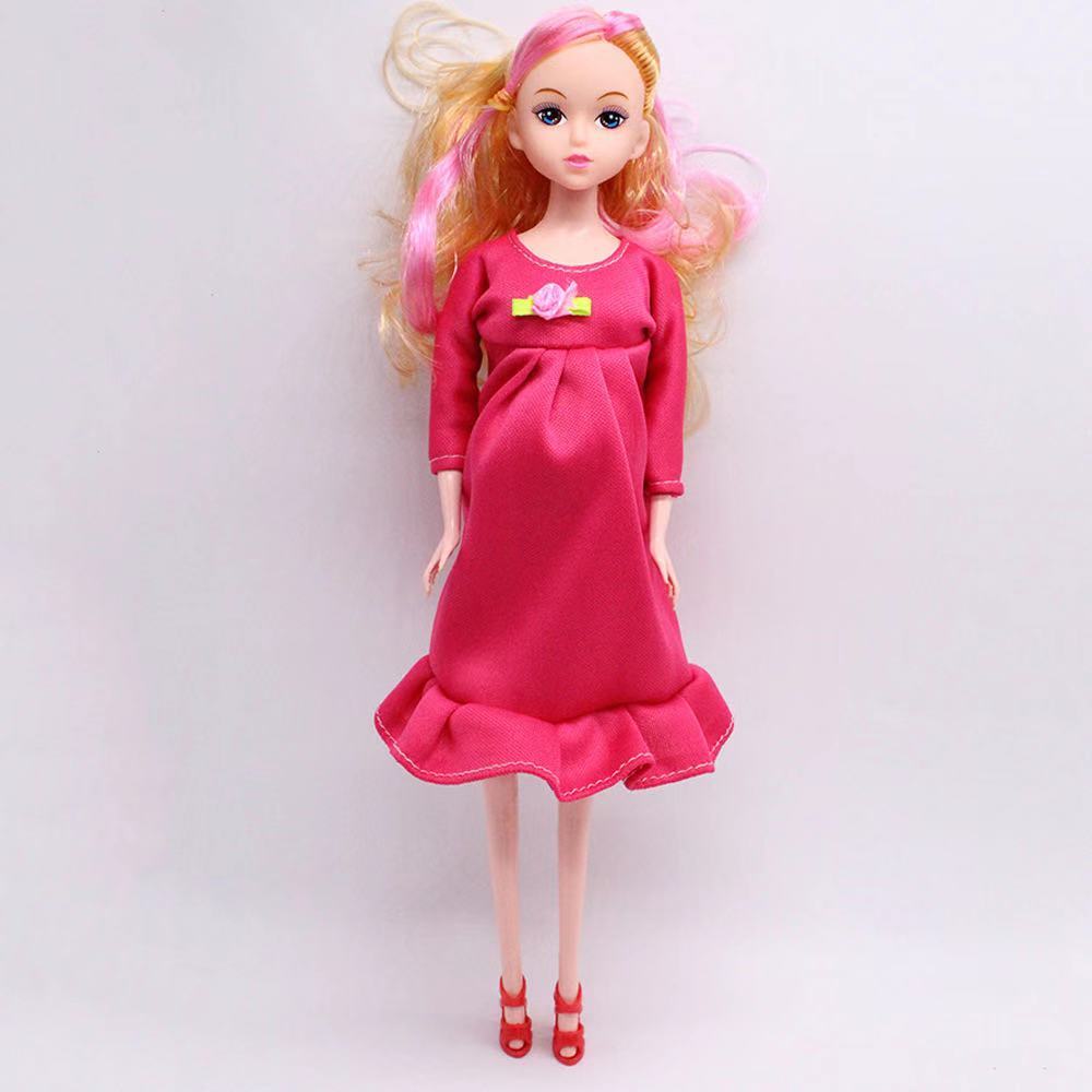 怀孕的芭比娃娃孕妇小推车搪胶洋娃娃生宝宝的大肚娃娃婴儿婴儿推车小