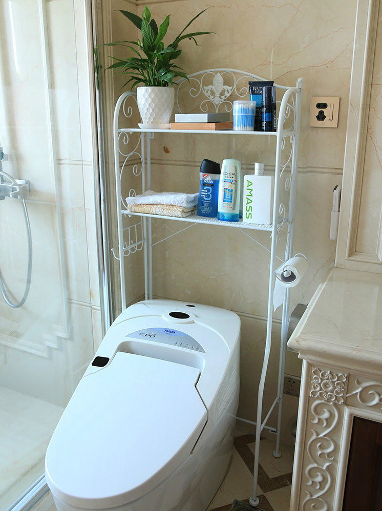 浴室马桶上架子闪电客卫生间落地马桶后置物架厕所免打孔化妆品收纳架