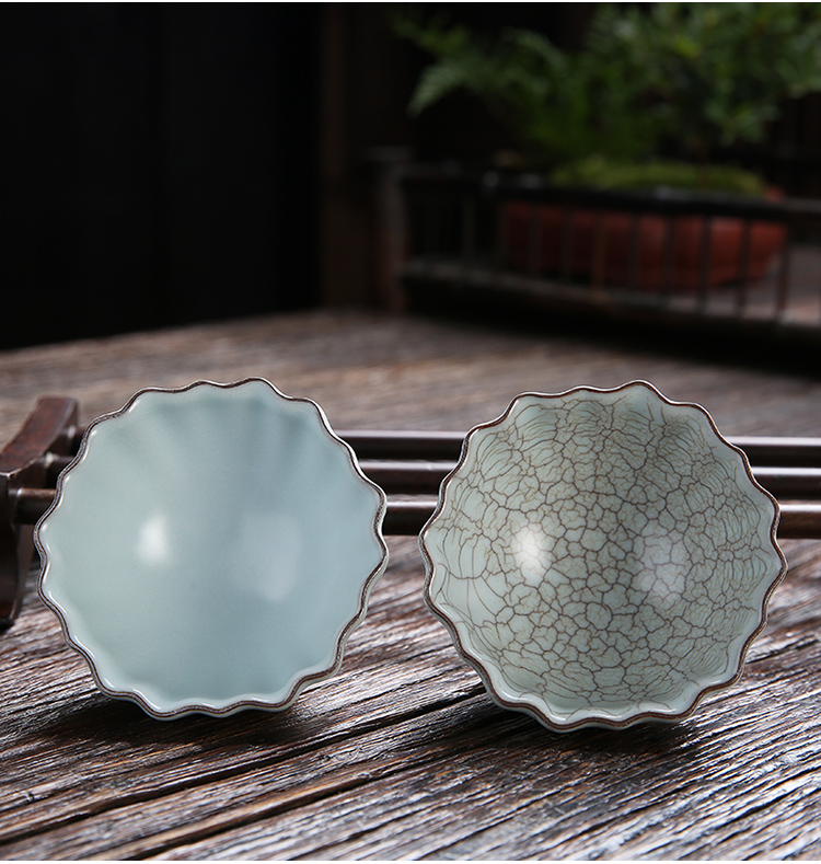 凯斯唯嘉汝窑茶杯陶瓷主人杯功夫茶具单杯小茶盏品茗杯汝瓷开片茶碗盅