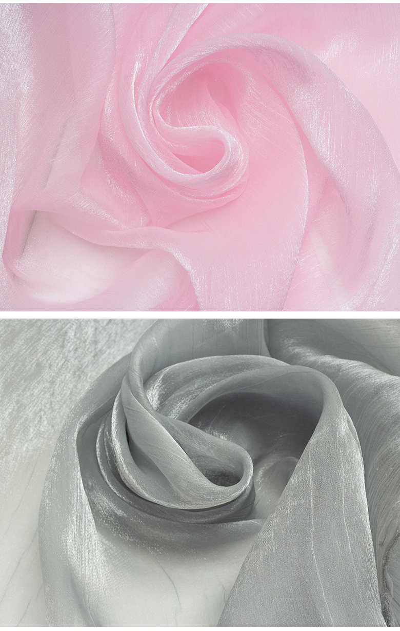 亮丝褶皱纱冰花阳离子纱闪光绉纱布料银丝皱汉服大袖衫襦裙面料黑色1