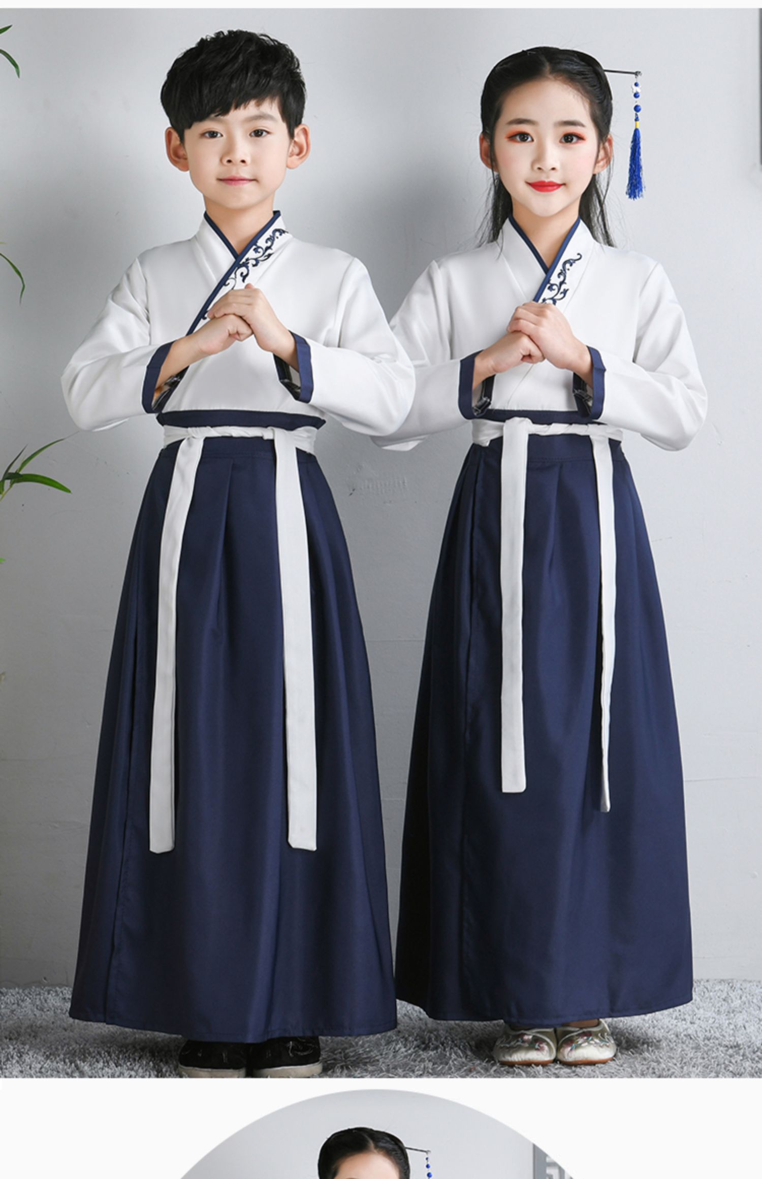 《儿童古装汉服女童国学服男三字经弟子规演出服小学生中国风cncnj