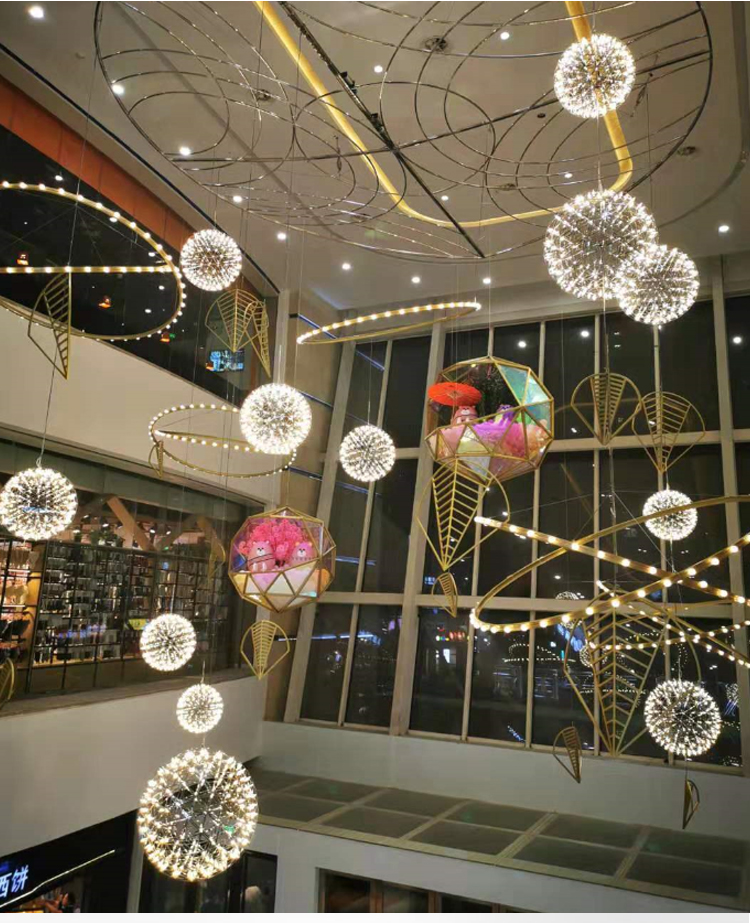 定做 满天星火花球吊灯商场服装店铺大厅楼梯圆球形创意咖啡厅餐厅
