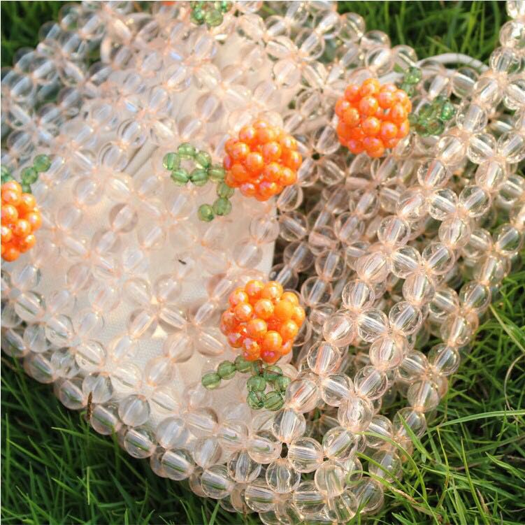 超仙橘子汽水串珠包材料包diy手工穿珠自己制作水晶透明手提包包手工
