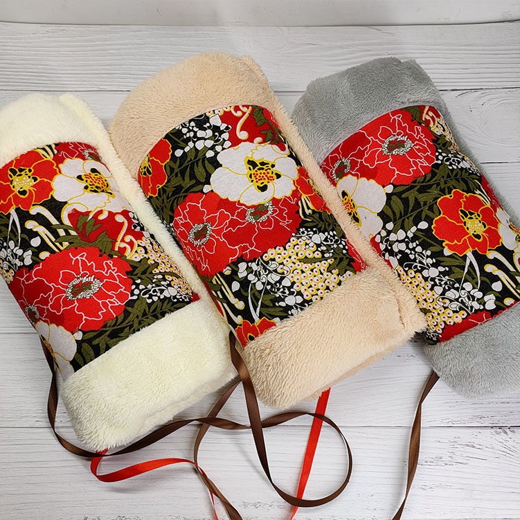 《乌镇蓝印花布 东北大花手捂子怀旧老款暖手筒 保暖手套午睡枕插手